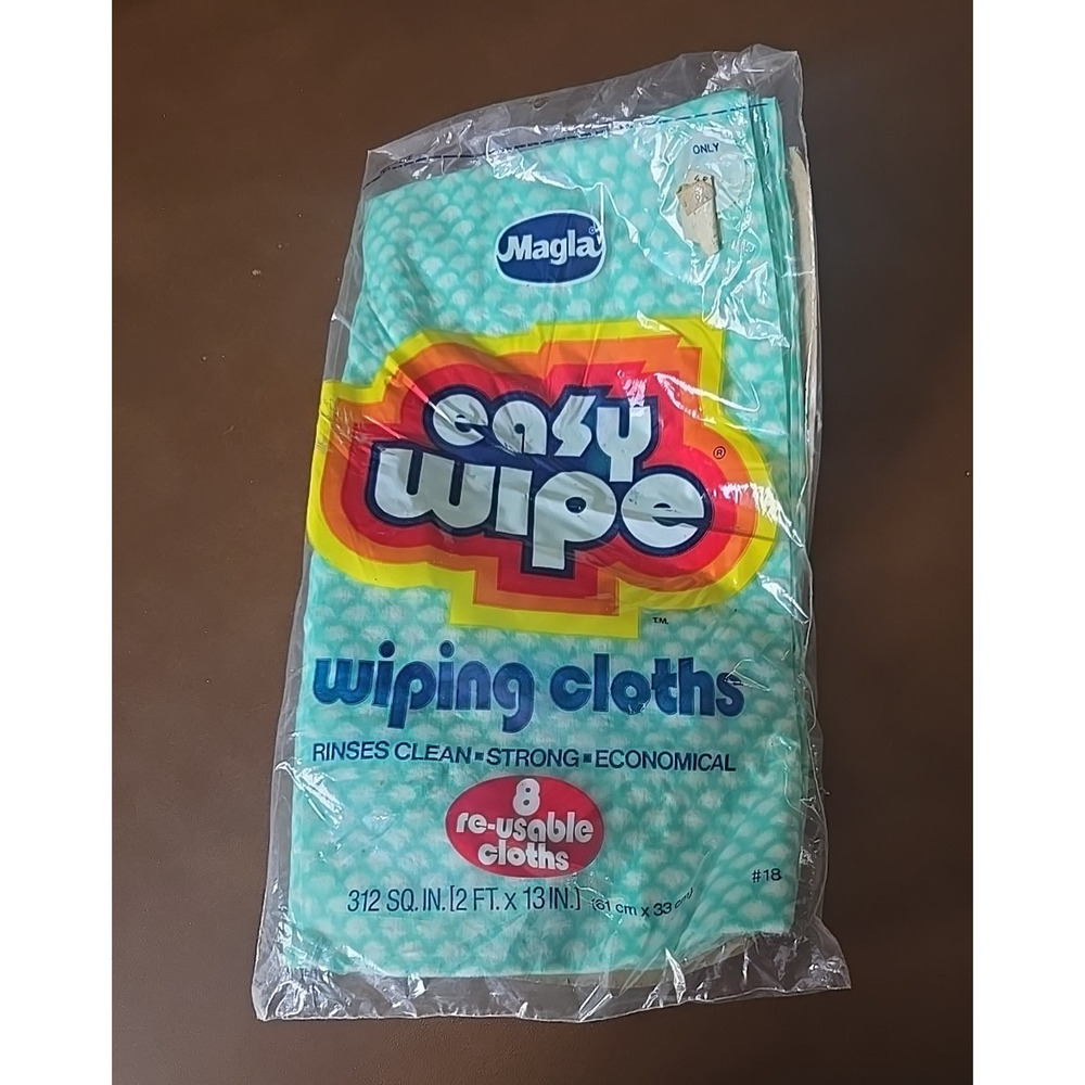 NEW Vintage 80s Magla Easy Wipe Green Absorbent 8 Pcs‎ Re-Usable Wiping Cloths